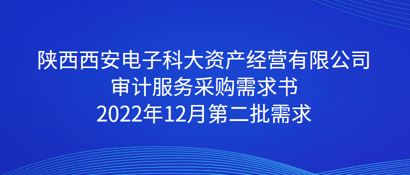 陜西西安電子科大資產(chǎn)經(jīng)營有限公司 審計(jì)服務(wù)采購需求書 2022年12月第二批需求